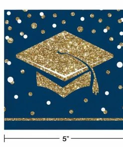 Creative Converting Glittering Grad Beverage Napkin, Mid Count 36ct