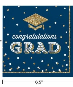 Creative Converting Glittering Grad Luncheon Napkin, Mid Count 36ct Graduation Party Supplies