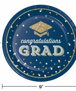 Creative Converting Graduation Party Supplies Glittering Grad Dinner Plate, Mid Count 18ct