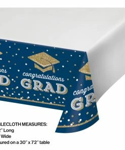 Creative Converting Glittering Grad Paper Tablecover Border Print, 54" X 102" 1ct