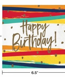 Creative Converting Birthday Stripes Luncheon Napkin 16ct