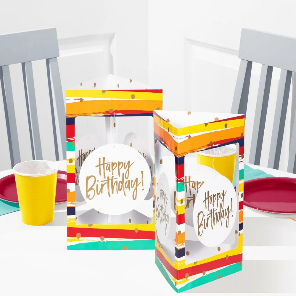 Creative Converting Adult Birthday Party Themes Birthday Stripes 3D Centerpiece With Danglers 2ct