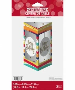Creative Converting Adult Birthday Party Themes Birthday Stripes 3D Centerpiece With Danglers 2ct