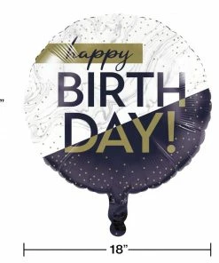 Creative Converting Adult Birthday Party Themes Navy & Gold Milestone Metallic Balloon 18" 1ct