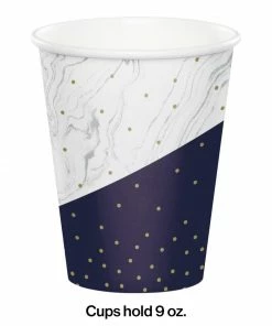 Creative Converting Adult Birthday Party Themes Navy & Gold Milestone Hot/Cold Cup 9oz. 8ct