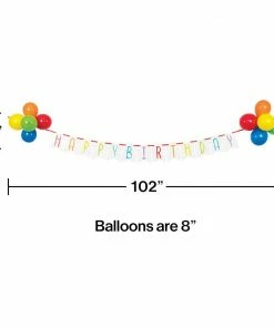 Creative Converting Adult Birthday Party Themes Balloon Bash Ribbon Banner W/ Latex Balloons 1ct