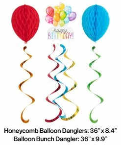 Creative Converting Adult Birthday Party Themes Balloon Bash Hanging Décor W/ HC And Danglers 3ct