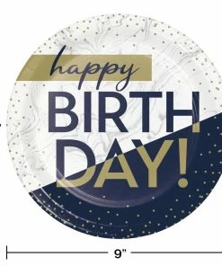 Creative Converting Navy & Gold Milestone Dinner Plate 8ct