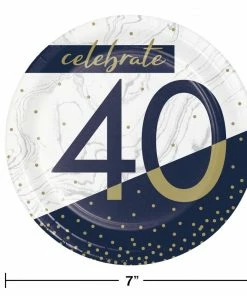 Creative Converting Navy & Gold Milestone Dessert Plate, 40 8ct
