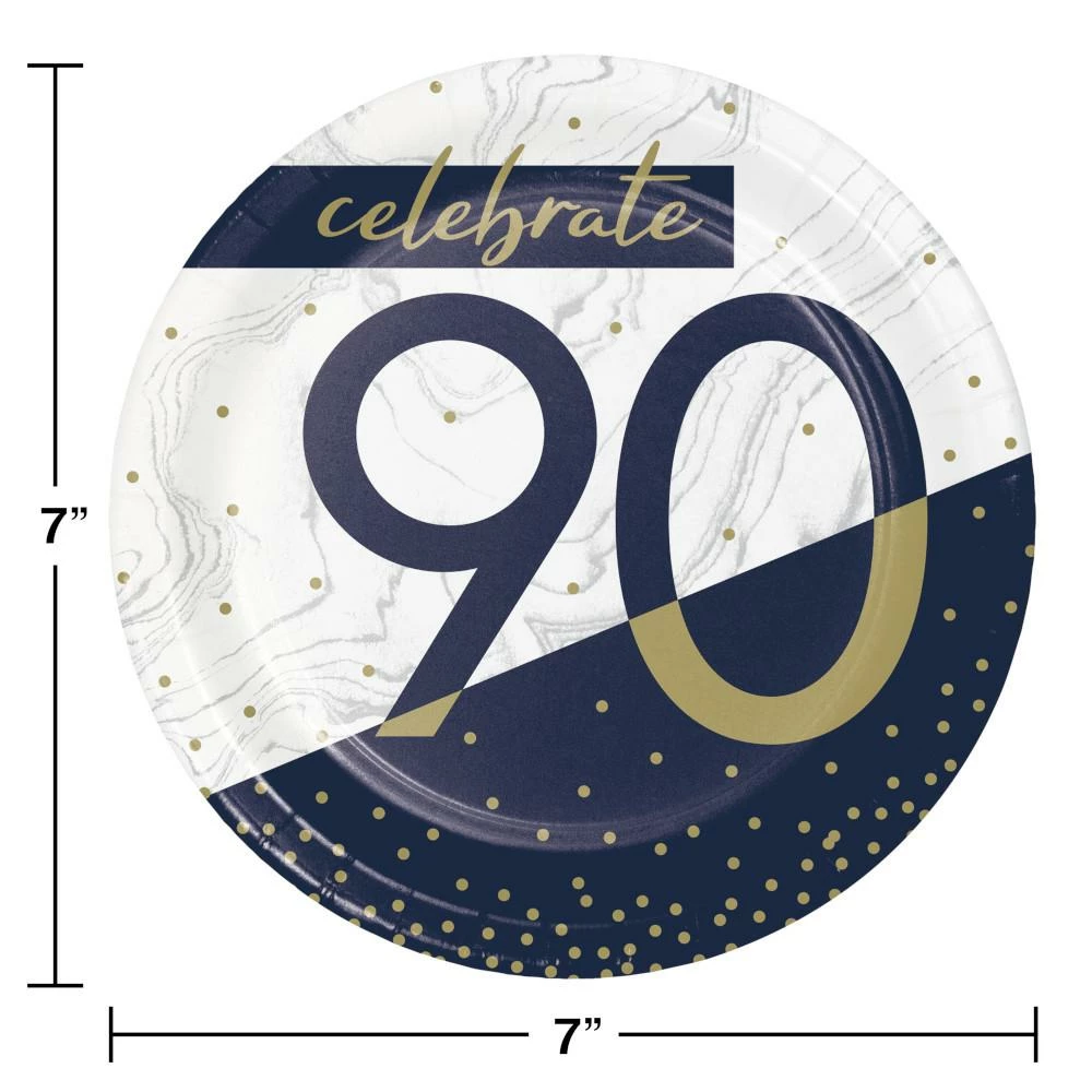 Creative Converting Navy & Gold Milestone Dessert Plate, 90 8ct