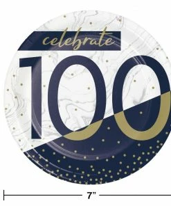 Creative Converting Navy & Gold Milestone Dessert Plate, 100 8ct