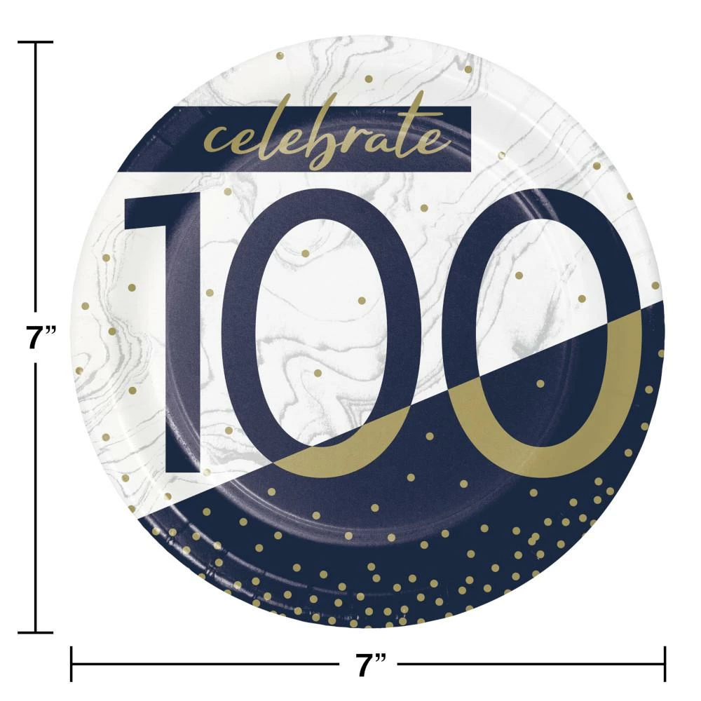Creative Converting Navy & Gold Milestone Dessert Plate, 100 8ct