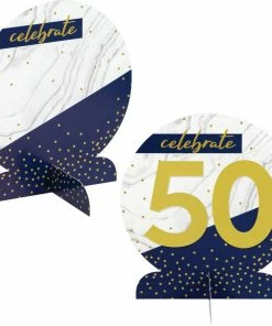 Creative Converting Navy & Gold Milestone Centerpiece Stands 3ct
