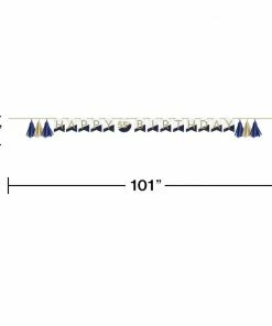 Creative Converting Adult Birthday Party Themes Navy & Gold Milestone Banner With Tassels & Stickers 1ct