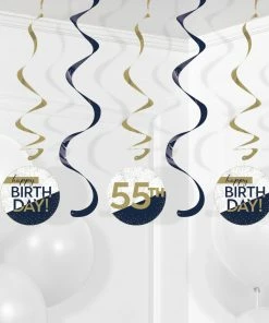 Creative Converting Navy & Gold Milestone Dizzy Danglers Assorted W/ Stickers 5ct