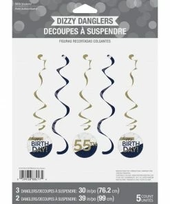 Creative Converting Navy & Gold Milestone Dizzy Danglers Assorted W/ Stickers 5ct