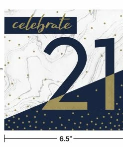 Creative Converting Navy & Gold Milestone Luncheon Napkin, 21 16ct Adult Birthday Party Themes