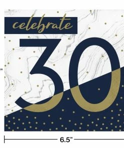 Creative Converting Navy & Gold Milestone Luncheon Napkin, 30 16ct