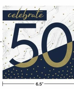 Creative Converting Navy & Gold Milestone Luncheon Napkin, 50 16ct Adult Birthday Party Themes