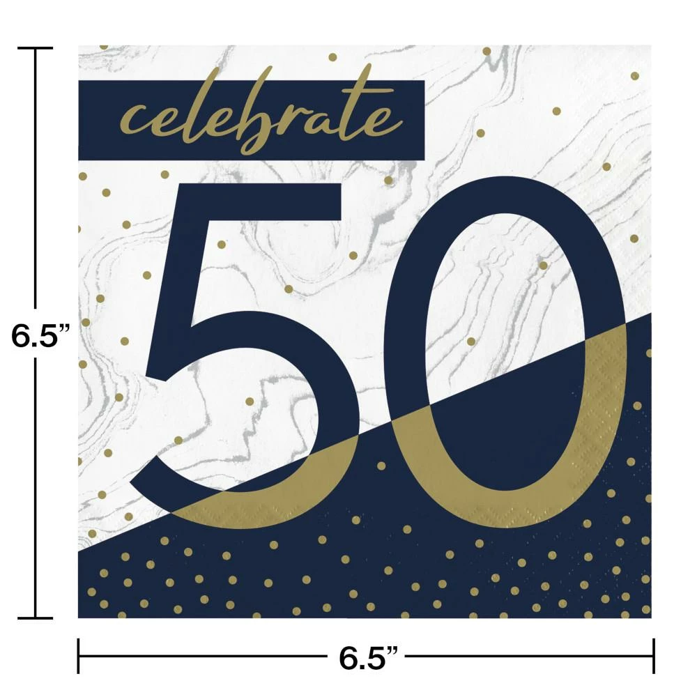 Creative Converting Navy & Gold Milestone Luncheon Napkin, 50 16ct Adult Birthday Party Themes