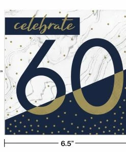 Creative Converting Navy & Gold Milestone Luncheon Napkin, 60 16ct