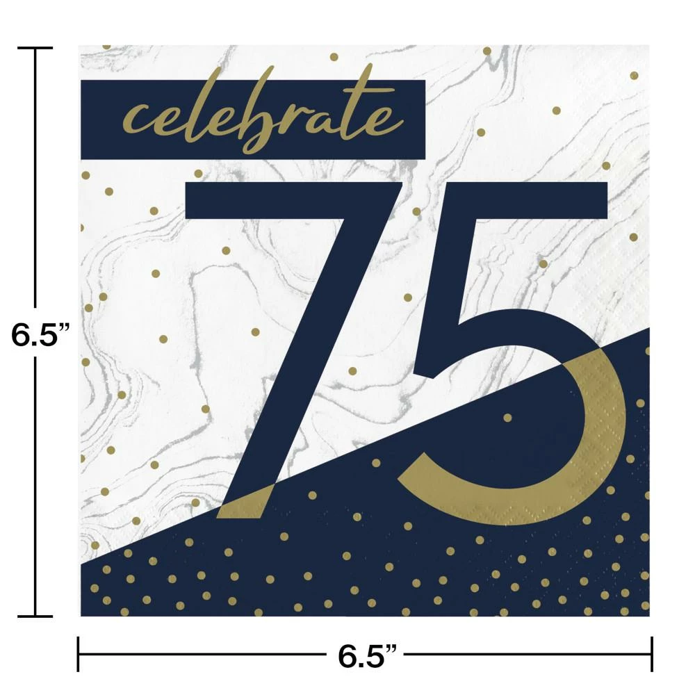 Creative Converting Navy & Gold Milestone Luncheon Napkin, 75 16ct