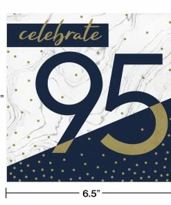 Creative Converting Adult Birthday Party Themes Navy & Gold Milestone Luncheon Napkin, 95 16ct