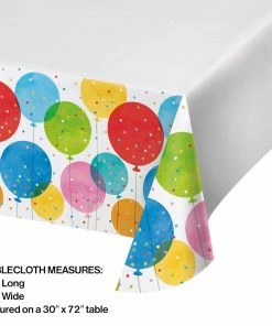 Creative Converting Adult Birthday Party Themes Confetti Balloons Tablecover, Plastic 48" X 88" 1ct