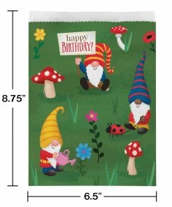 Creative Converting Party Gnomes Paper Treat Bags, Large 8ct Kids Birthday Party Themes
