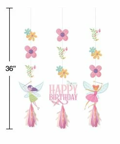 Creative Converting Fairy Forest Hanging Cutouts W/ Tassels 3ct