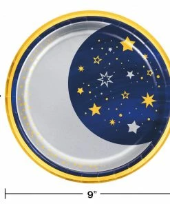 Creative Converting Starry Night Dinner Plate, Moon, Foil 8ct