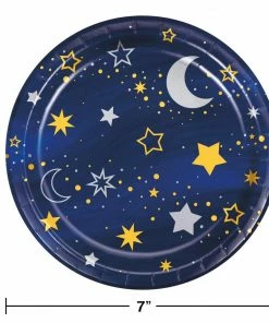 Creative Converting Starry Night Dessert Plate, Foil 8ct Themed Tableware
