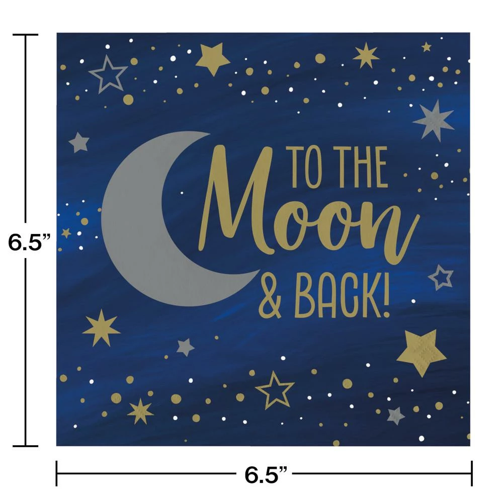 Creative Converting Themed Tableware Starry Night Luncheon Napkin, Moon And Back 16ct