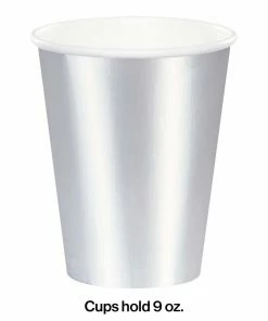 Creative Converting Solid Color Tableware Silver Foil 9 Oz Paper Cups, 8 Ct
