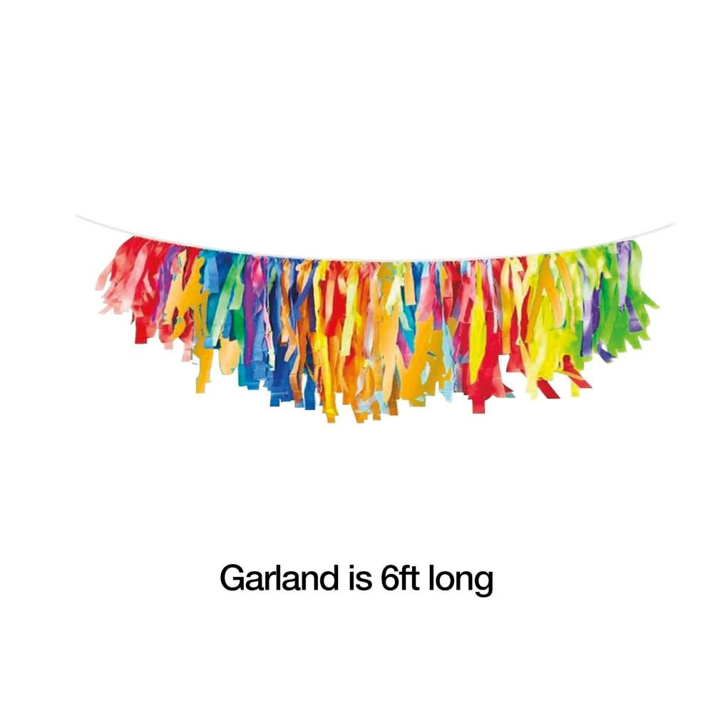 Creative Converting Primary Colors Tissue Fringe Garland, 1ct General Decorations