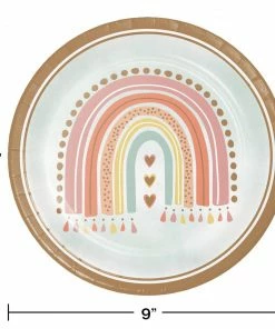 Creative Converting Boho Rainbow Dinner Plate 8ct 1st Birthday Party Themes
