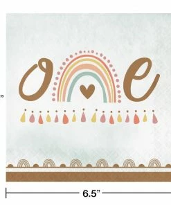 Creative Converting Boho Rainbow Luncheon Napkin, One 16ct