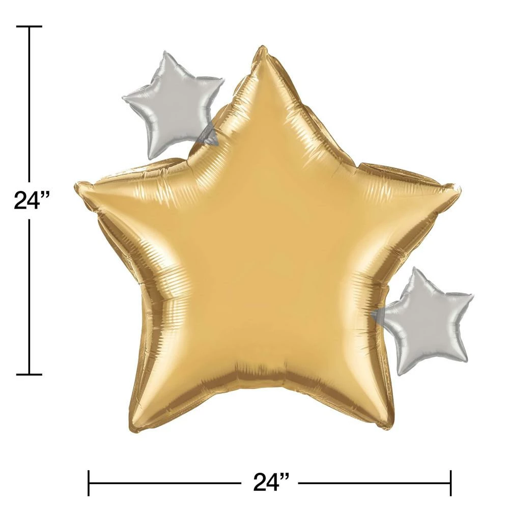 Creative Converting Starry Night Metallic Balloon Star Shaped 1ct