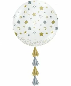 Creative Converting Themed Tableware Starry Night 36" Latex Balloon W/ Confetti & Tassels 1ct