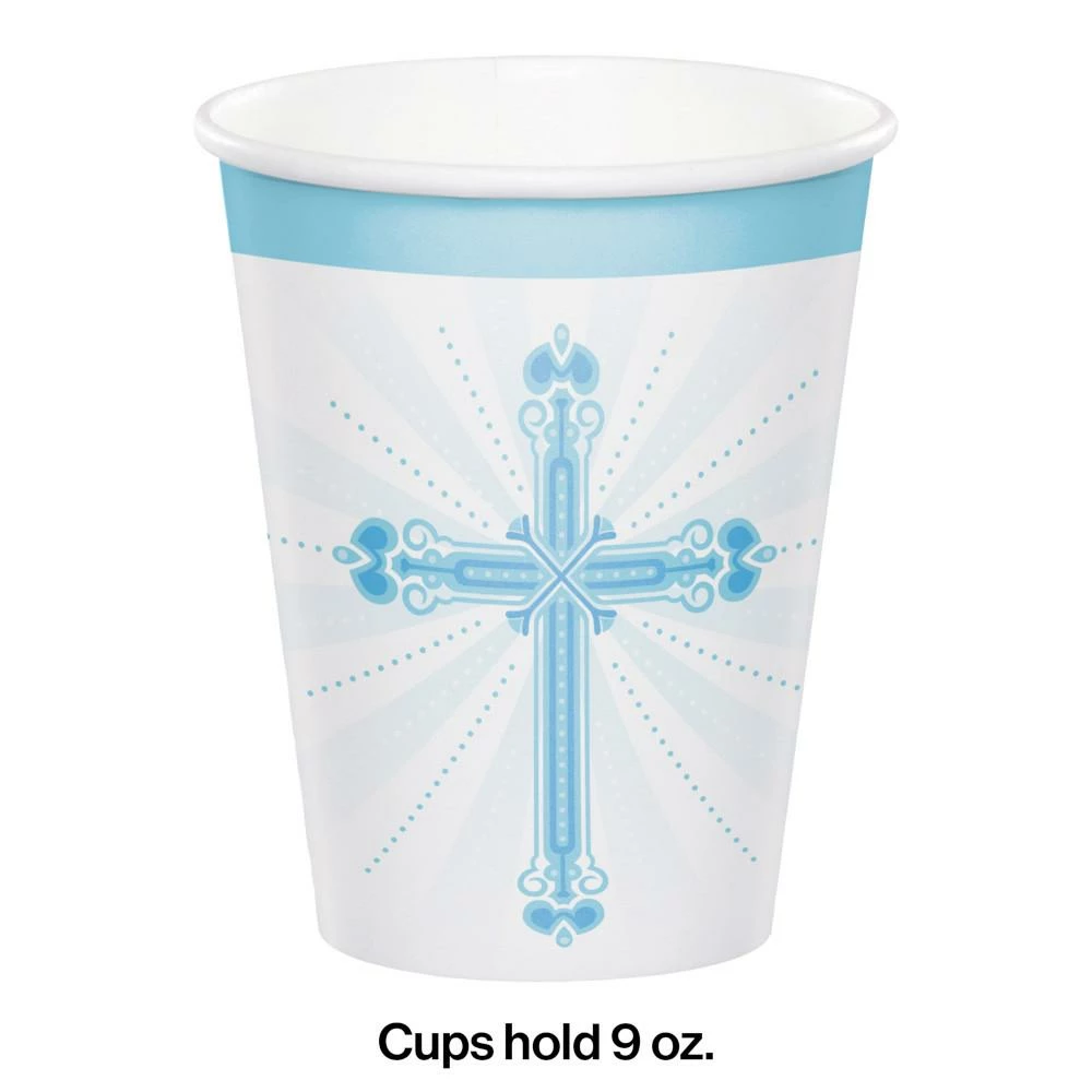 Creative Converting Blessings Blue 9 Oz Hot/Cold Cups, Mid-Count (216/case)