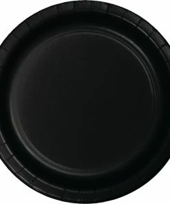 Creative Converting Black Paper Plates, 24 Ct Solid Color Tableware