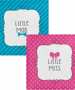 Creative Converting Baby Showers Bow Or Bowtie? Beverage Napkins, 3-Ply (192/case)