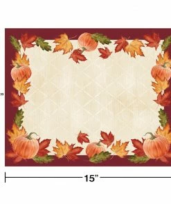 Creative Converting Thanksgiving Party Decorations Leaves And Pumpkin Placemats, 12 Ct