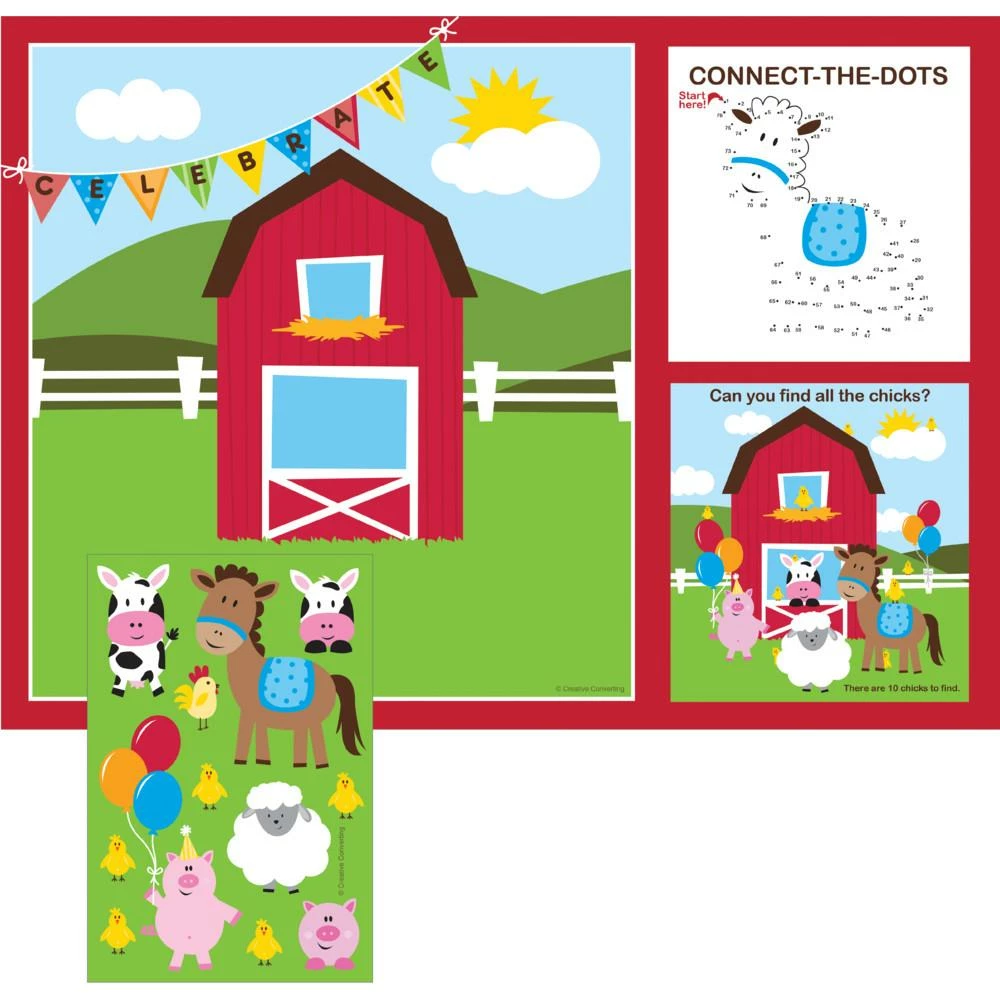Creative Converting Farmhouse Fun Placemats With Activity Stickers (96/case)