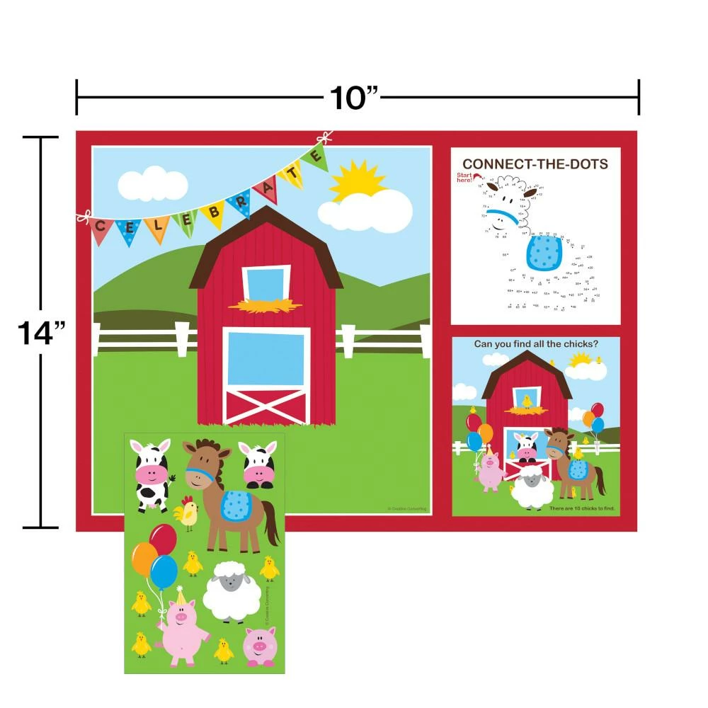 Creative Converting Farmhouse Fun Placemats With Activity Stickers (96/case)