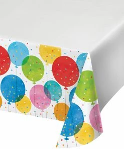 Creative Converting Adult Birthday Party Themes Confetti Balloons Tablecover, Plastic 48" X 88" 1ct