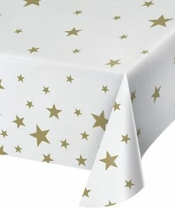 Creative Converting Stars White Plastic Tablecover 54" X 108", All Over Print General Decorations