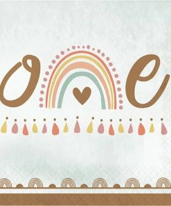 Creative Converting Boho Rainbow Luncheon Napkin, One 16ct