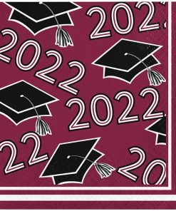 Creative Converting Burgundy Class Of 2022 Beverage Napkins, 36ct Graduation Party Supplies