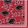 Creative Converting Graduation Party Supplies Classic Red Class Of 2022 Beverage Napkins, 36ct